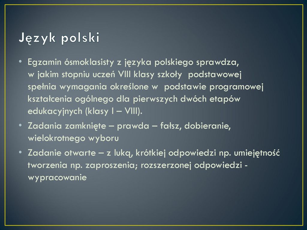 Egzamin ósmoklasisty ppt pobierz